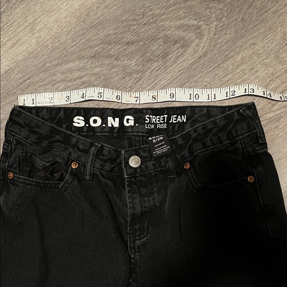 S.O.NG. Black Distressed Wide Leg Jeans - Picture 5 of 6